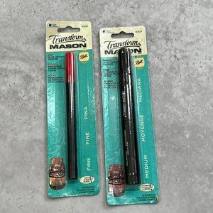 Transform Mason Jar Glass Markers Set of 2 Red and‎ Black